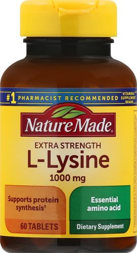 Nature Made Extra Strength L-Lysine 1000 Mg Tablets 60 Count For Protein Synthesis