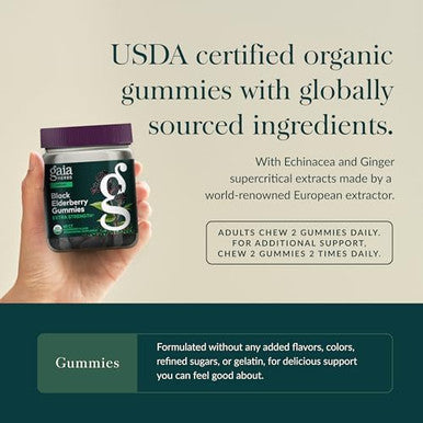 Gaia Herbs Black Elderberry (Sambucus Nigra) Extra Strength Gummies Delicious Immune Support Supplement Made With Organic Black Elderberries For Immune System Support 40 Gummies