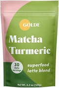 Golde - Superfood Latte Blend - Matcha Turmeric - Plant-Based W/Turmeric, Coconut, & Matcha - Stress Balance - Vegan, Keto, & Sugar- - 30 Servings