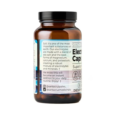 Santa Cruz Paleo Electrolyte Capsules For Hydration Support Zero Sugar Keto Friendly Magnesium Potassium Sodium Calcium Supplement Paleo & Gluten Free Travel Essentials 150 Capsules