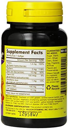 Mason Natural Vitamin B-Complex, 300-Day Supply, For Normal Nerve Support And Energy Metabolism, 100 Softgels (Pack Of 3)