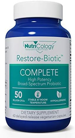 Nutricology Restorebiotic Complete High Potency Probiotic No Refrigeration 60 Vegetarian Capsules