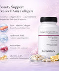 Livingrock Marine Beauty Collagen Complex For Skin Hair & Nails With Type 1 Marine Collagen Hyaluronic Acid Astaxanthin Vitamins C & E 90 Capsules 45-Day Supply