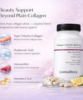 Livingrock Marine Beauty Collagen Complex For Skin Hair & Nails With Type 1 Marine Collagen Hyaluronic Acid Astaxanthin Vitamins C & E 90 Capsules 45-Day Supply