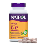 Natrol Methyl Vitamin B-12 1000 Mcg 60 Chewable Tablets Lemon Flavored Bioactive B12 Vitamin Supports Cellular Energy Production Brain Health & Metabolism 60 Servings
