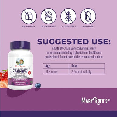 Maryruth's Skin Restore + Renew Gummies With Hyaluronic Acid 60 Gummies