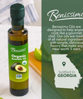 Benissimo 100% Pure Organic Avocado Oil Ã¢â‚¬â€œ Cold-Pressed, Non-GMO, Allergen-Free Cooking Oil, 8.45 Fl Oz - Perfect for SautÃƒÂ©ing, Frying, Baking & Salads