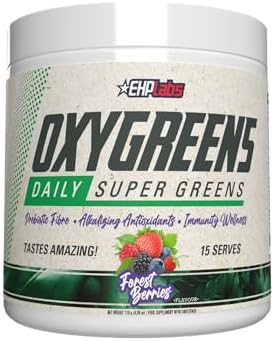 Ehp Labs Oxygreens Super Greens Powder Spirulina & Chlorella Superfood Green Juice Powder & Greens Supplements With Prebiotic Fibre Antioxidants & Immunity Support 30 Serves (Strawb. Margarita)