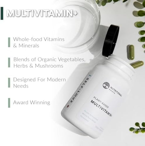 Nutritional Roots Multivitamin+ AwardWinning PlantBased (Vegan) Multivitamin Organic Vegetables and Herbs Fermented Vitamins Probiotics Doctor's Choice 45 Servings