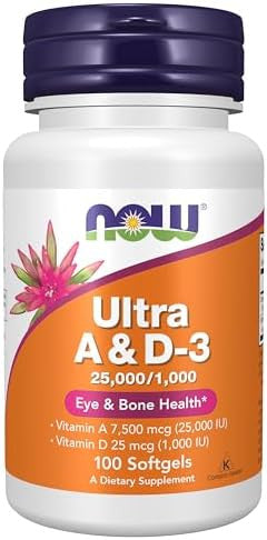 Now Foods Supplements Vitamin A & D3 25000/1000 Iu Eye Health Essential Nutrition 100 Softgels