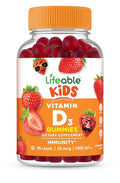 Lifeable Kids Vitamin D Gummies Vitamin D3 1000iu Great Tasting Vitamin D3 Gummies D3 Vitamin for Strong Healthy Bones and Immune Support Vitamin D for Kids Boys Girls 90 Gummies