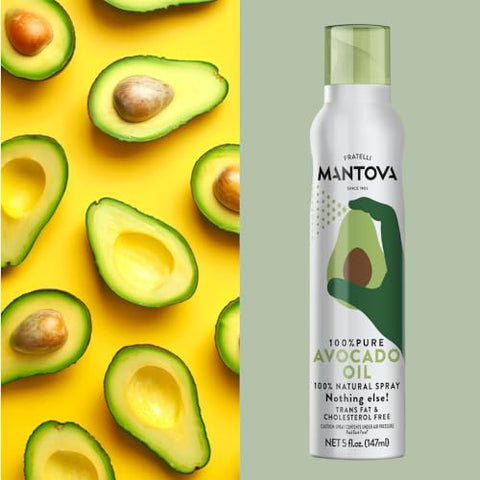 Mantova Avocado Oil, 100% Pure Cooking Oil Spray, perfect for healthy Keto snacks, baking, grilling, seasoning, or cooking, our oil dispenser bottle lets you spray, drip, or stream with no waste, 5 oz