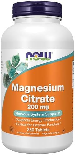 Now Supplements Magnesium Citrate 200 Mg Enzyme Function Nervous System Support 250 Count (Pack Of 1)