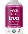 Mother'S Promise Organic Liquid Iron Supplement For Women Men & Kids With Vitamin C | Sugar Free Natural Berry Flavor Non Constipating Vegan Ferrochel Iron Supplements For Healthy Blood Prenatal & Postnatal
