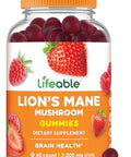 Lifeable Lions Mane Gummies For Adults Great Tasting Lions Mane Mushroom Extract Vegan Kosher Nongmo Mushroom Gummies Brain Support Supplement 60 Count
