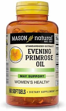 Mason Natural Evening Primrose Oil 1000 Mg Hormonal Balance & Skin Support For Women Rich In Omega6 Gla & La Pms & Menopause Relief Supplement 60 Softgels