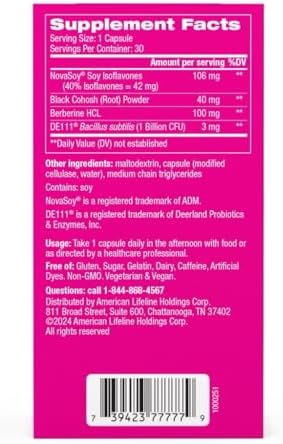 Florajen Triple-Action Menopause Probiotic - Hormonal Balance Hot Flash & Mood Swing Relief - Weight Management & Digestive Support - Featuring Berberine Black Cohosh & Botanical - 30 Capsules