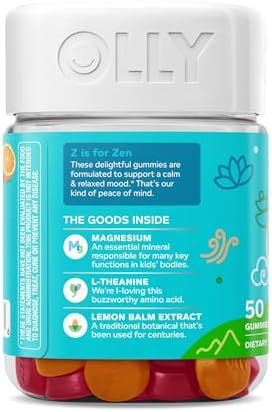 Olly Kids Chillax Gummies Magnesium LTheanine Lemon Balm Chewable Supplement Sherbet Flavor