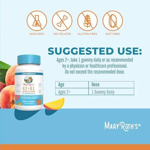 MaryruthS Vitamin K2+D3 Gummies (Peach Mango and Apricot) and Usda Organic Probiotic Drops Clean Label Project Verifieda' Vitamins For Joint Support and Overall Health Vegan NonGmo Gluten