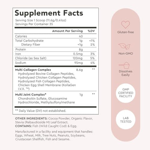 Alaya Multi Collagen Powder - Type I Ii Iii V X Hydrolyzed Collagen Peptides Protein Powder Supplement With Msm Gc (Chocolate)
