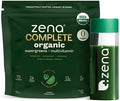 Zena Complete Organic Super Greens Powder and Multivitamin 90+ Supergreens Fruits Veggies Pre and Probiotics Watermelon Citrus Flavor 30 Packets + Water Bottle