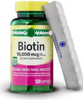 Biotin 10000mcg Softgels 120 Count Biotin 10000mcg Hair Skin Nails Health Dietary Supplement + 7 Day Pill Organizer Included (Pack of 1)