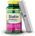 Biotin 10000mcg Softgels 120 Count Biotin 10000mcg Hair Skin Nails Health Dietary Supplement + 7 Day Pill Organizer Included (Pack of 1)