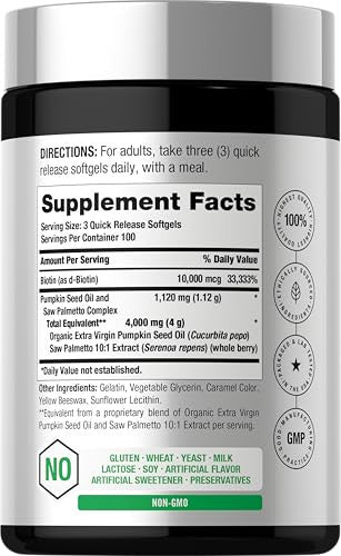 Horbaach Pumpkin Seed Oil With Saw Palmetto 300 Softgel 4000Mg
