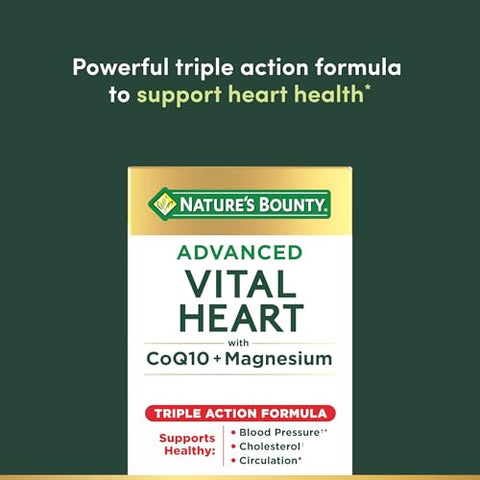 Nature'S Bounty Nature S Bounty Advanced Vital Heart With Coq10 Magnesium Antioxidant Supports Healthy Blood Pressure Cholesterol Circulation Triple Action Formula Coq10 Magnesium Supplement 60 Softgels
