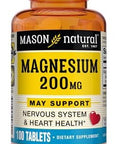 Mason Natural Magnesium 200 Mg Muscle And Nerve Function Support 100 Tablets