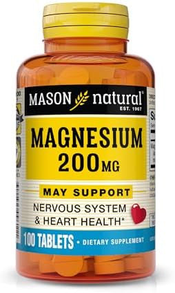 Mason Natural Magnesium 200 Mg Muscle And Nerve Function Support 100 Tablets