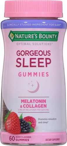 Nature'S Bounty Optimal Solutions Gorgeous Sleep Melatonin 5Mg Gummies With Collagen 60 Count Assorted Fruit Flavors 30 Total Servings