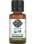 Garden Of Life Essential Oil Rosemary 0.5 Fl Oz (15 Ml) 100 Usda Organic & Pure Undiluted & Non-Gmo - For Diffuser Aromatherapy Meditation - Energizing Stimulating Refreshing Clarifying