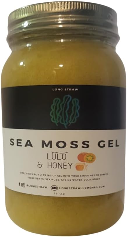 Longstraw Lulo & Honey Sea Moss Gel, 100% Organic, All Natural, Non-GMO, Plant-Based Marine Superfood Supplement for Immune Support & Gut Health, for Men & Women