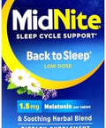 MidNite Sleep Cycle Support Back to Sleep Low Dose Melatonin and Herbal Blend Cherry Flavor 30 Quick Melt Tablets (Pack of 4)