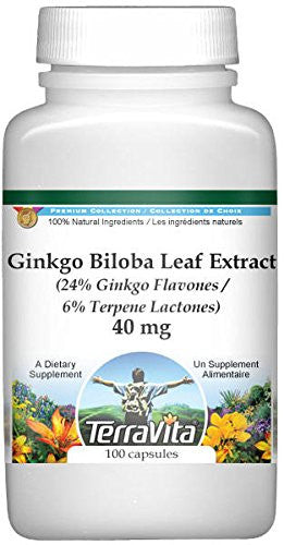 Terravita Ginkgo Biloba Leaf Extract (24% Ginkgo Flavones, 6% Terpene Lactones) - 450 Mg (100 Capsules, Zin: 514347)