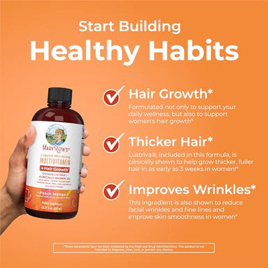 Maryruth'S Morning Multivitamin Hair Growth (Peach Mango 15Oz) Nighttime Multimineral (Coconut 15Oz) & Probiotic Drops (2Oz) Vegan Vitamins For Beauty Bedtime & Wellness Non-Gmo