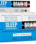 Relaxium Sleep & Brain Iq Capsules " Travel Pack " Doctor Formulated Sleep Aid & Nootropic Brain Support " Melatonin Gaba Ashwagandha " Focus & Rest Support " 24 Pouches 6Ct Each