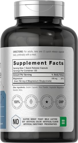 Horbaach Magnesium Bisglycinate 120 Capsules 750Mg