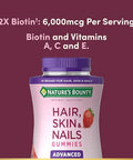 Nature'S Bounty Optimal Solutions Advanced Hair Skin Nails 2X Biotin 80 Strawberry Gummies 40 Total Servings (Pack Of 3)