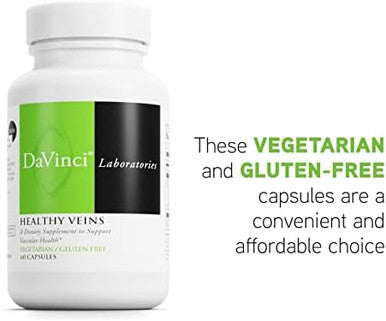 Davinci Labs Healthy Veins Dietary Supplement To Support Vascular Health And Proper Structure Of Leg Veins With Vitamin C Diosmin And More Gluten 60 Vegetable Capsules