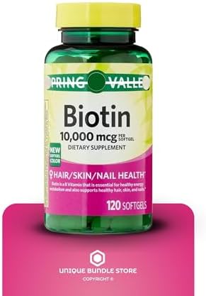 Biotin 10000mcg Softgels 120 Count Biotin 10000mcg Hair Skin Nails Health Dietary Supplement + 7 Day Pill Organizer Included (Pack of 1)