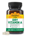 Country Life Vitamin A 10000 IU Immune Support Skin and Eye Health Supplement Certified GlutenFree Vegan Halal Kosher 50% BetaCarotene and 50% Retinyl Palmitate Easy Absorption 100 Tablets