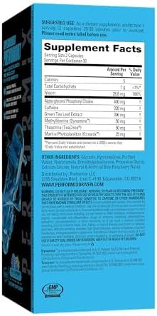 Performix Supercharged Preworkout Sustained Energy Endurance And Focus Premium Muscle Supporting Oceanix And Alpha Gpc For Hardcore Training & Body Building (60 Capsules)