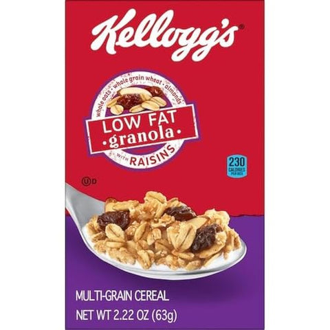 Kellogg's Low Fat Granola Cereal, With Raisins, 2.22oz (70 Count)