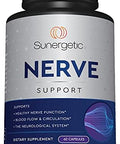 Sunergetic Premium Nerve Support Supplement " With Alpha Lipoic Acid (Ala) 600 Mg Acetyllcarnitine (Alc) & Benfotiamine Nerve Support Formula For Healthy Circulation Feet Hands & Toes 60 Capsules
