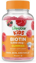 Lifeable Biotin Kids + Turmeric Curcumin Kids Gummies Bundle Great Tasting Vitamin Supplement Gluten Gmo Chewable Gummy