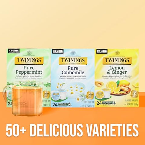 Twinings Pure Camomile Herbal Tea K-Cups for Keurig, 24 CT Box (1 Pack) | Pure Camomile Blossoms for Relaxation, Naturally Caffeine-Free, 24 Keurig Pods for Single Serve Brewers, Enjoy Hot or Iced
