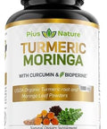 Pius Nature Turmeric Moringa Organic Turmeric Curcumin Supplements And Organic Moringa Powder 120 Veggie Capsules Supplement For Women And Men