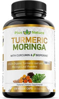 Pius Nature Turmeric Moringa Organic Turmeric Curcumin Supplements And Organic Moringa Powder 120 Veggie Capsules Supplement For Women And Men